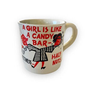 Vintage MCM 1960s Funny Mug A Girl Is Like A‎ Candy Bar Half Sweetness Half Nuts